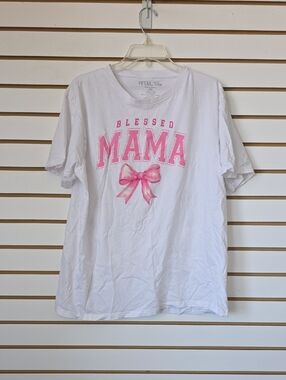 Blessed MAMA Graphic Tee in White and Pinl 2x